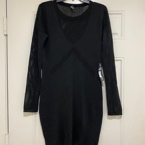 NWT Black Mesh Longsleeve Sweater Dress